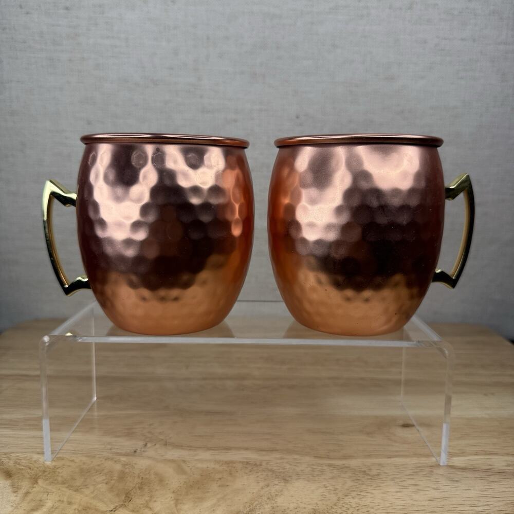 Set of 2 Moscow Mule Copper Mugs by Eco+ Silver One Int'l